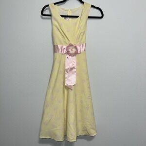 Easter Girls Size 14Bonnie Jean Yellow Dress With Pink Polka Dots Summer Dress